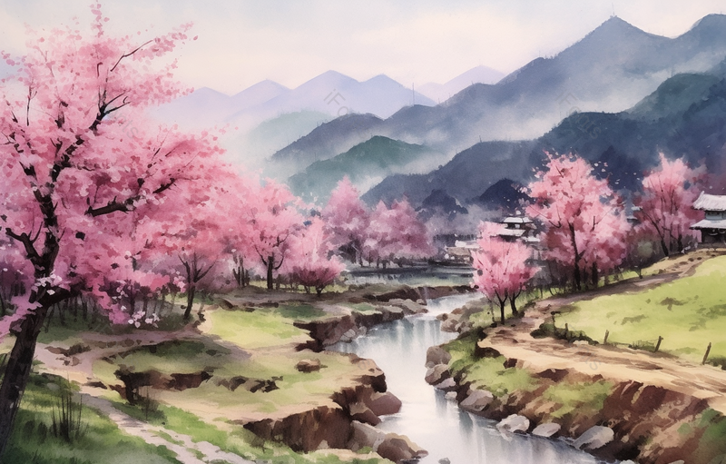 江南的春天水墨画,插画/手绘图,插画/手绘图库,插画/手绘图下载,插画/手绘